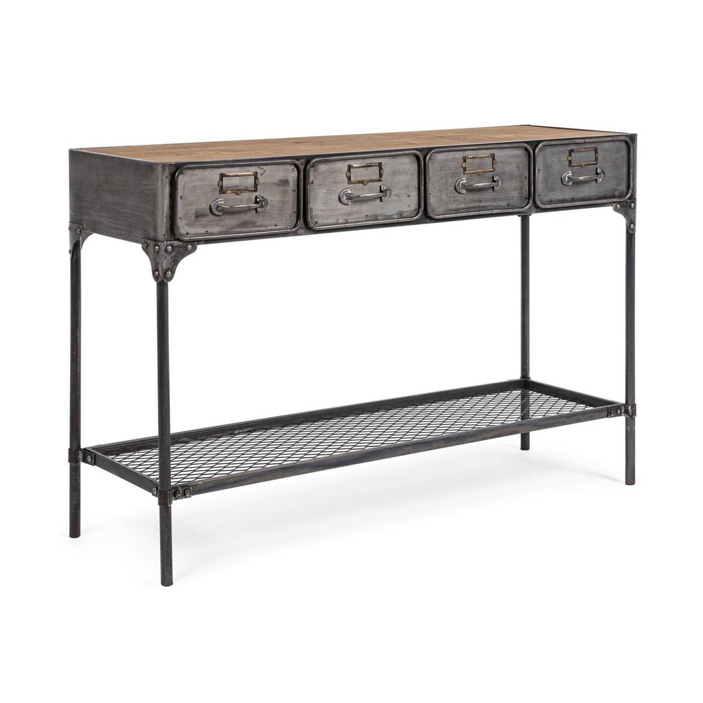 Consolle Store 4 cassetti 1 ripiano in stile industriale