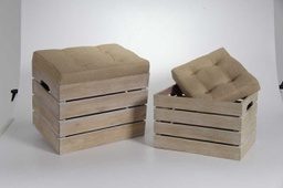 [GIC789977] Cassette in legno pouff rettangolari con seduta pz 2