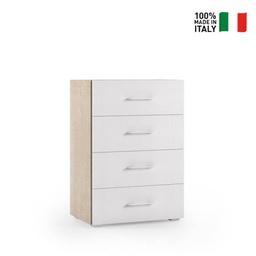 [TEREL240ROV] Mobile 4 Cassetti Guide In Metallo E Piano Con Vassoio Contenitore rovere con frontali bianco