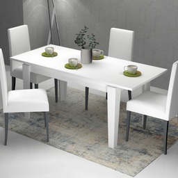 [FZ94282] (2c) Tavolo allungabile Bianco Larice MEGARON 120-160X80 cm(MEGARONBI)