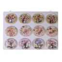 Calamita metallo set 12 pezzi ass fioric-espositore cmø7,3