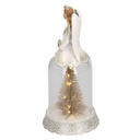 Campana vetro resina bianco angelo con pino cmø12h24