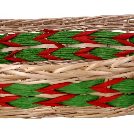 Cesto vimini intreccio verde rosso naturale ovale cm50x38h13