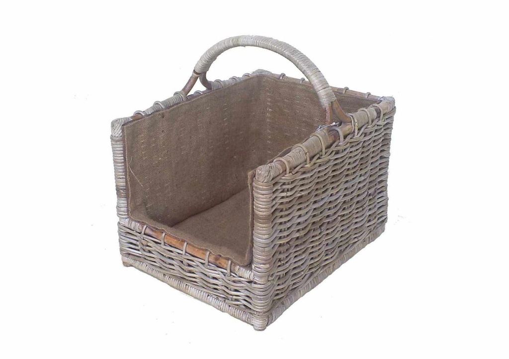 Cesto portalegna cloe dritto ret c/fodera juta cm 50x38h33/47