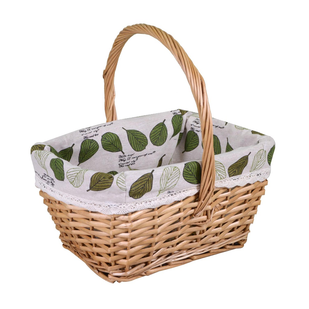 Cesto vimini con fodera e coperchio naturale ovale cm30x21h16-30