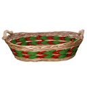 Cesto vimini intreccio verde rosso naturale ovale cm50x38h13