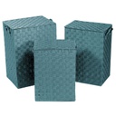 Cestone poliestere 1-3 verde acqua foderato rettangolare cm 40x30h55