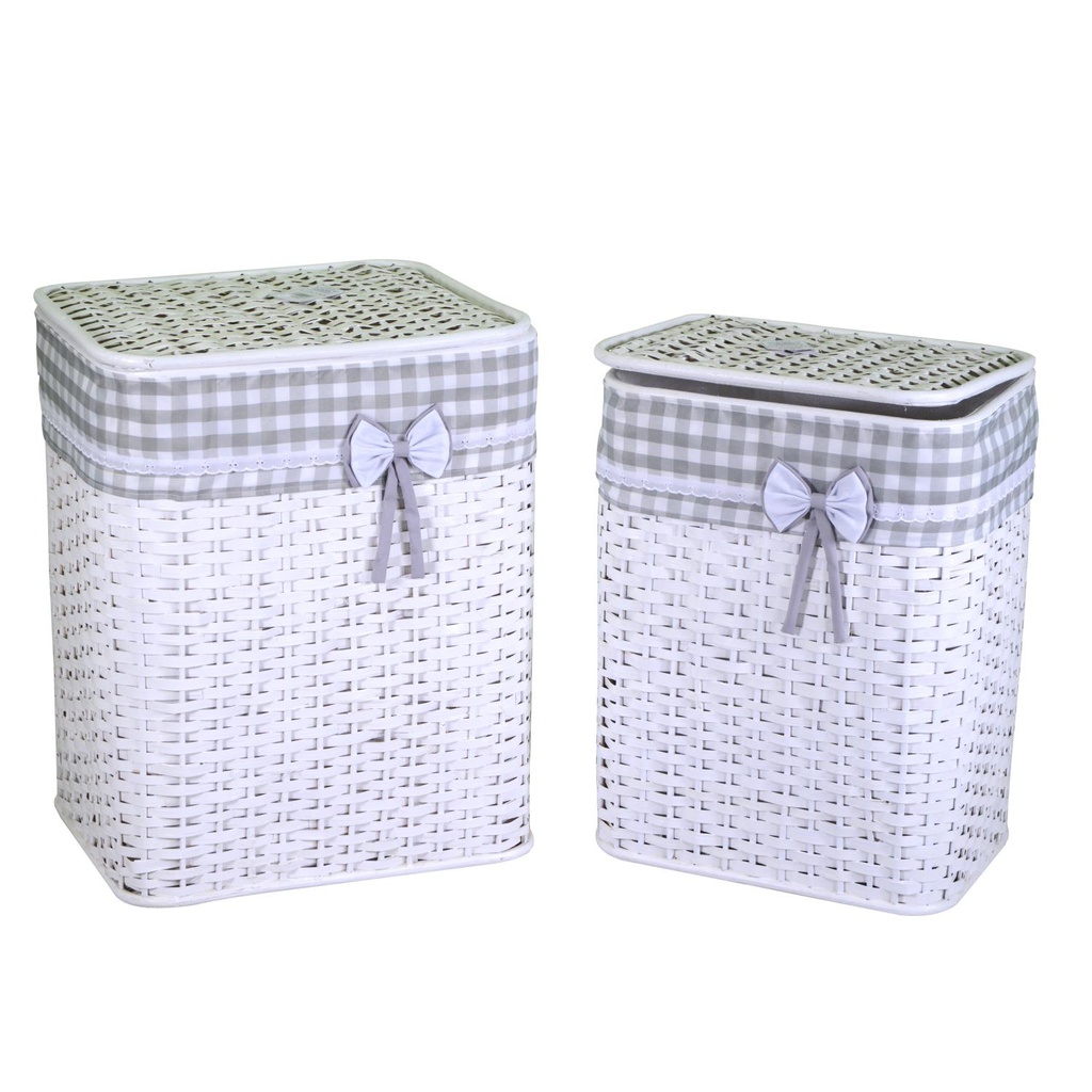 Cestone  rattan ivan 1-2 bianco rettangolare cm46x36h59