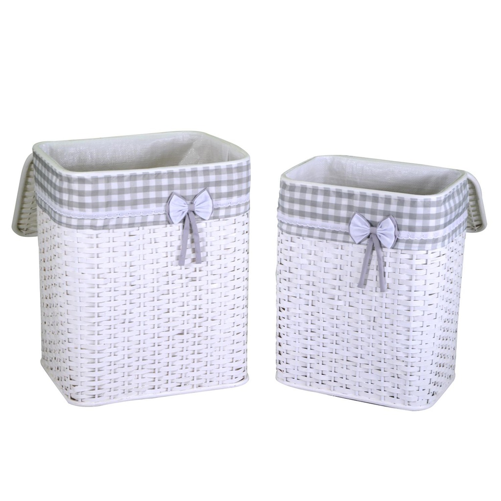 Cestone  rattan ivan 1-2 bianco rettangolare cm46x36h59