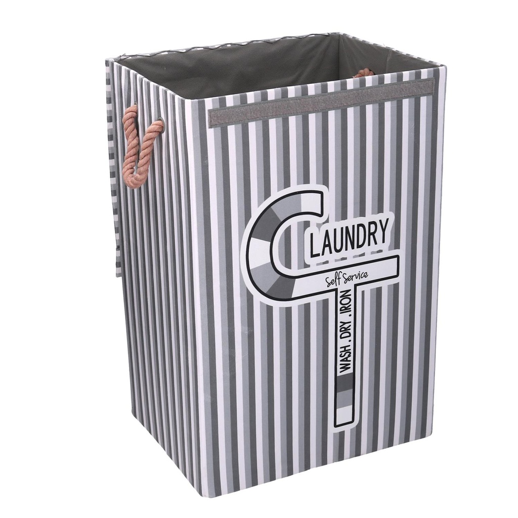 Cestone tessuto laundry grigio con coperchio cm 40x30h60