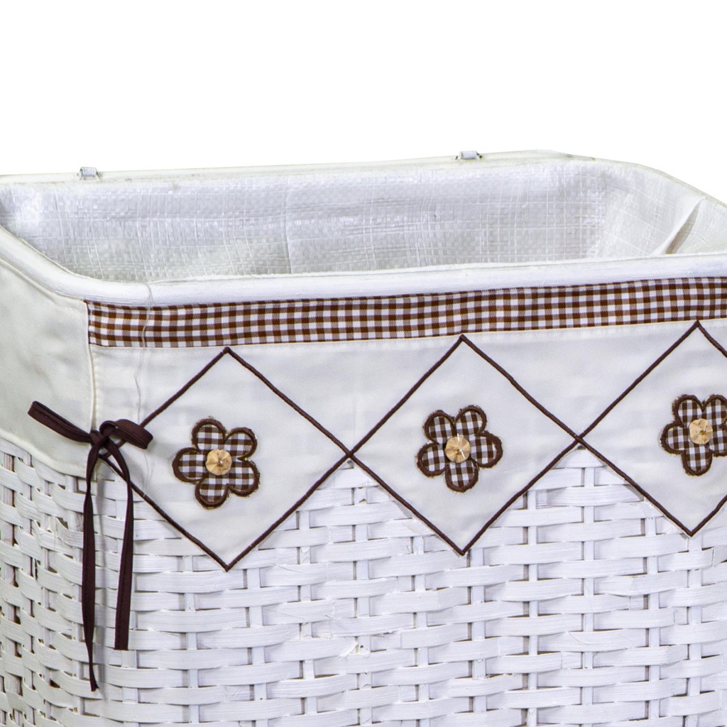 Cestone rattan bianco 1-2 fodera Claudio marrone rettangolare cm46x36h58