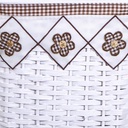 Cestone rattan bianco 1-2 fodera Claudio marrone rettangolare cm46x36h58