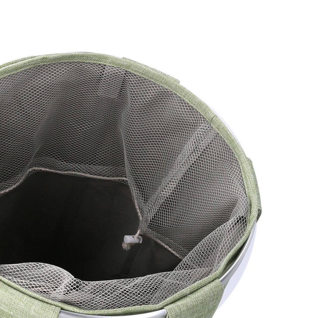 Cestone tessuto sacco verde tondo pieghevole cm ø40h55