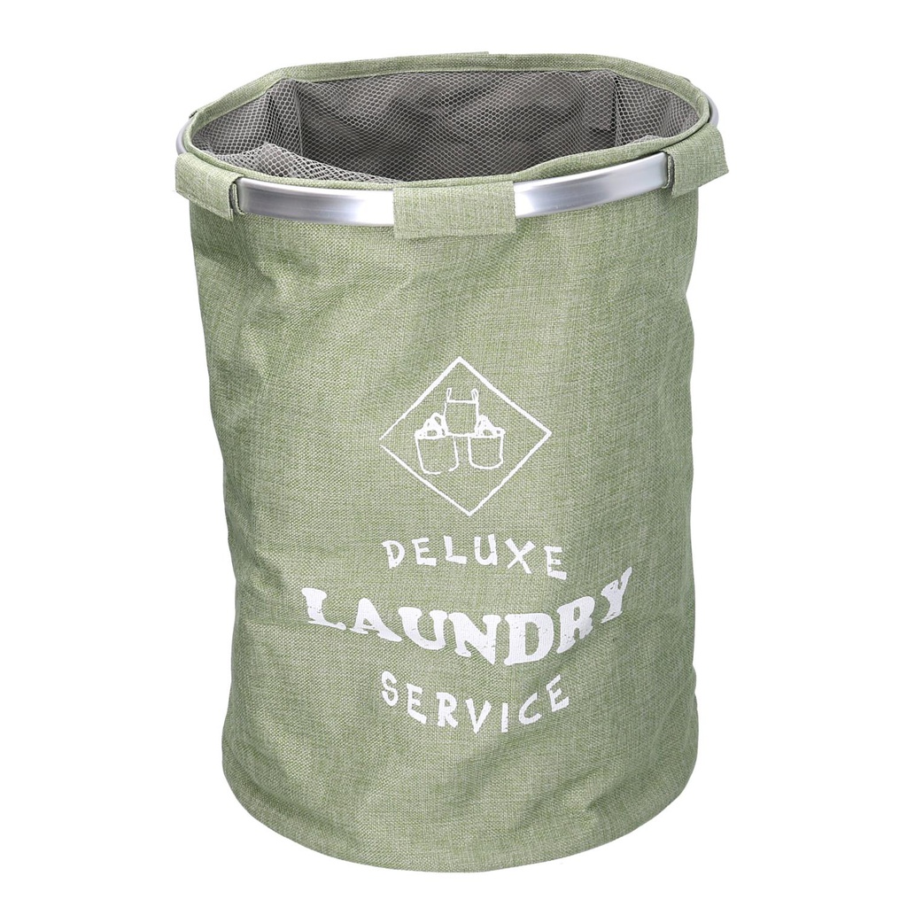 Cestone tessuto sacco verde tondo pieghevole cm ø40h55