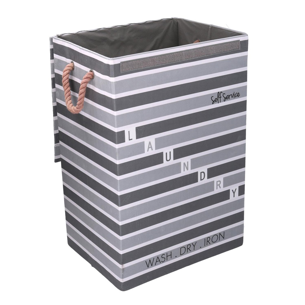 Cestone tessuto laundry grigio con coperchio cm 40x30h60