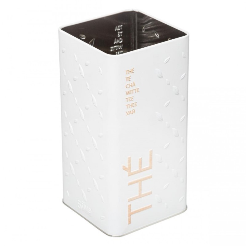 Contenitore per The in ferro Bianco con rilievo 100gr 8,5x85x h17 cm