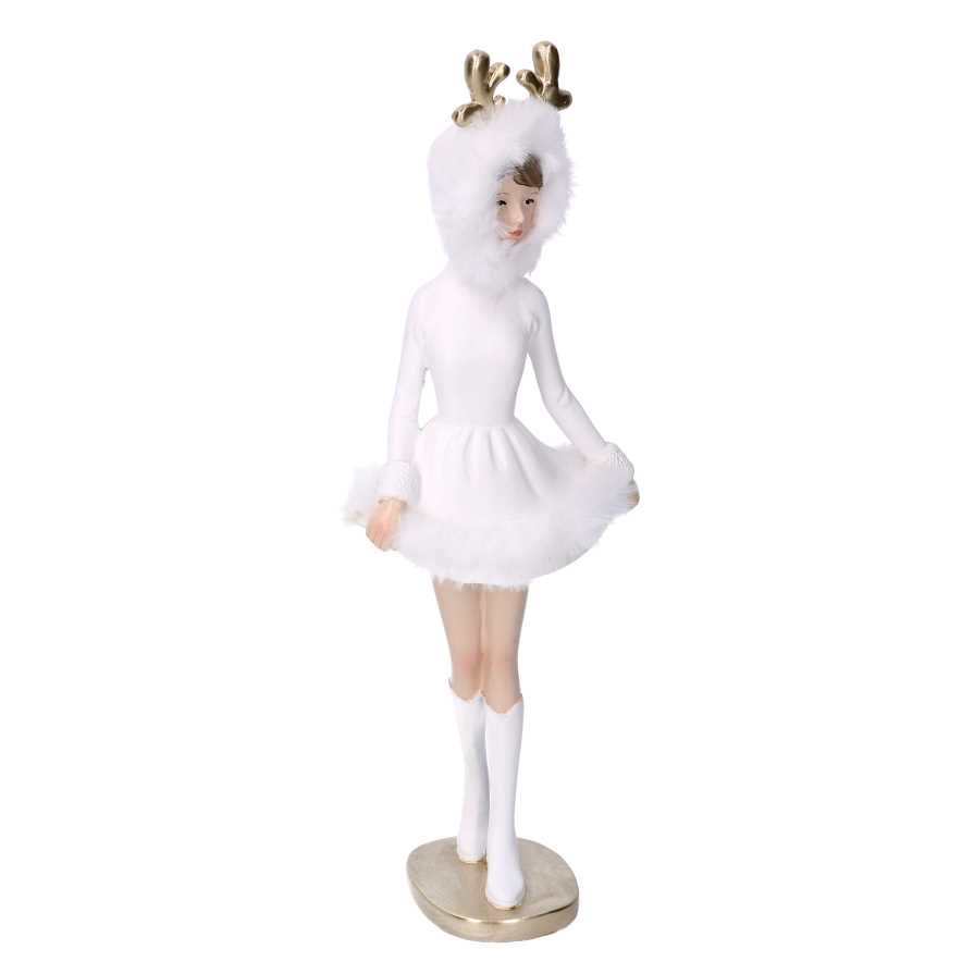 Donna resina ballerina bianco cm 12x9h32