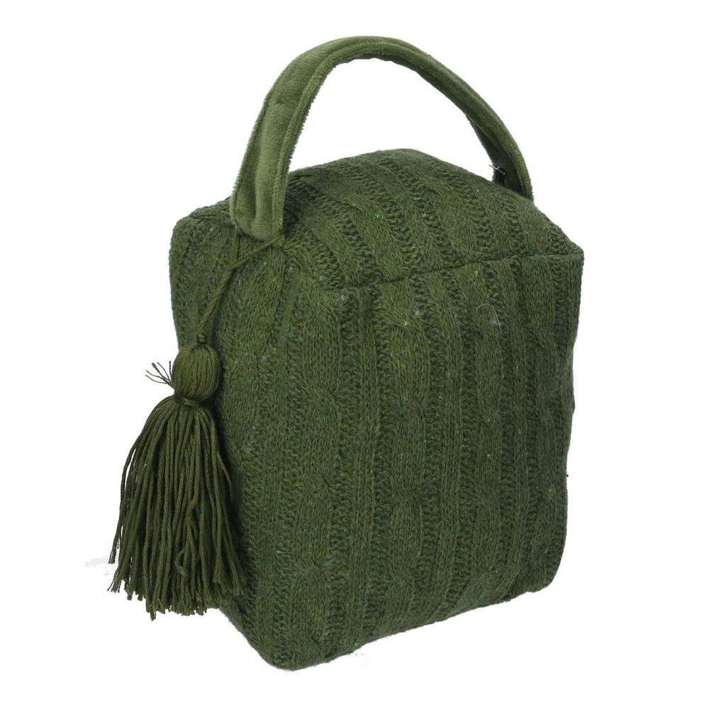 Fermaporta tessuto borsa verde quadro cm 12x10h15/20