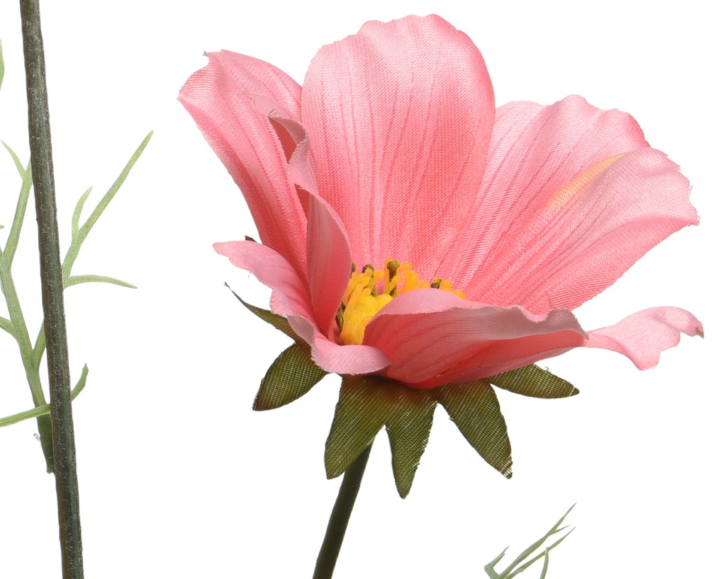 Fiore Artificiale rosa in poliestere con stelo