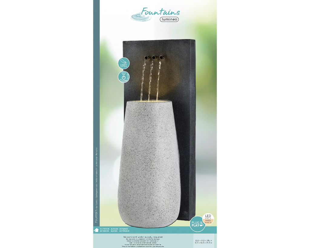 Fontana da esterno in poliresina bianca e nera