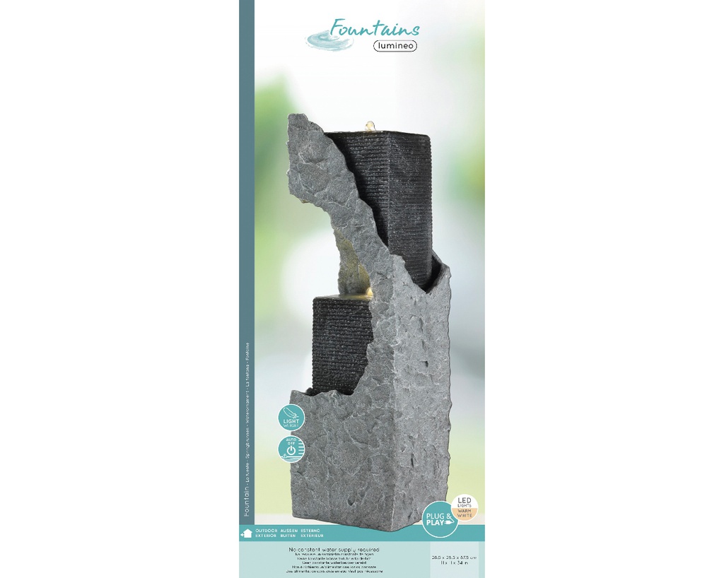 Fontana in poliresina da esterno grigia 87h cm