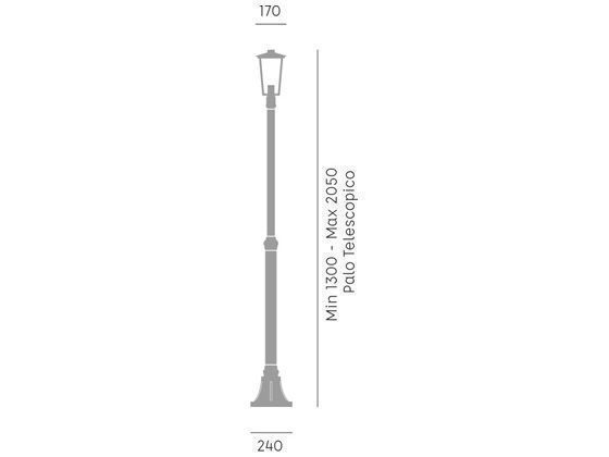 Lampada da terra in alluminio pressofuso con diffusori in vetro trasparente nero