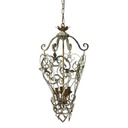 Lampadario metallo sbiancato 4p con attacco cm 46x46h90