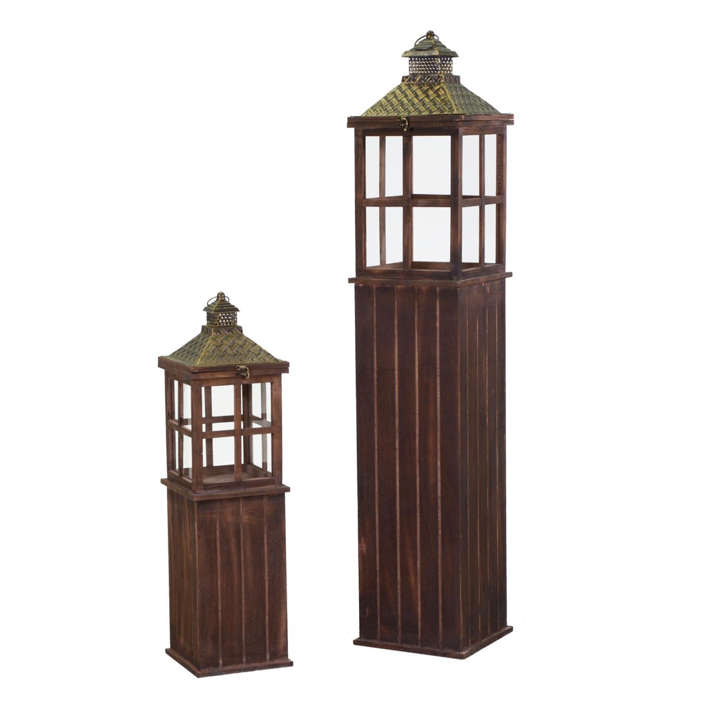 Lanterna legno 1-2 marrone scuro rettangolarecm27x27h135