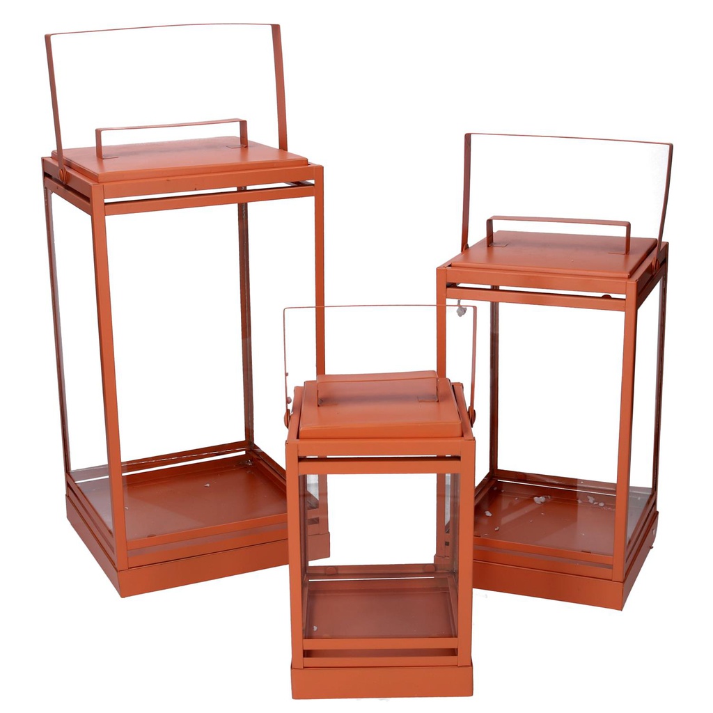 Lanterna metallo 1-3 arancione cm 18x18h36