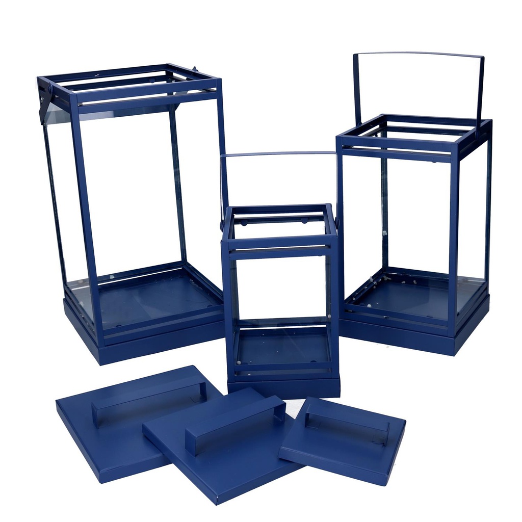Lanterna metallo 1-3 blu cm 18x18h36