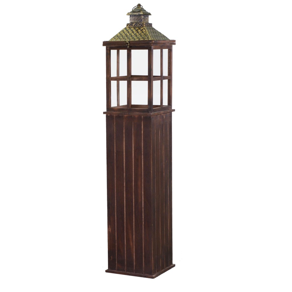 Lanterna legno 1-2 marrone scuro rettangolarecm27x27h135
