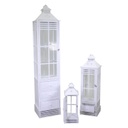Lanterna legno 1-3 bianco rettangolare cm 36