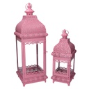 Lanterna metallo 1-2 rosa cm20,5x20,5h60