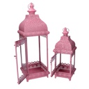 Lanterna metallo 1-2 rosa cm20,5x20,5h60