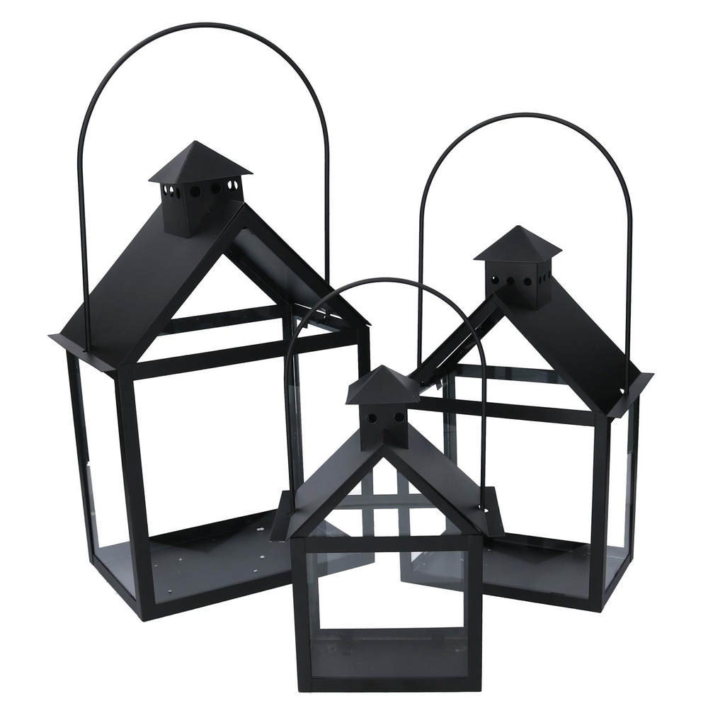 Lanterna metallo 1-3 nero cm 27x18