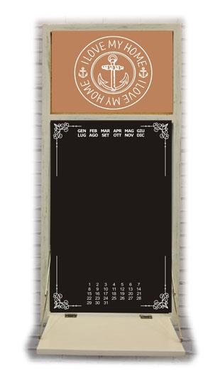 Lavagna calendario con mensola e gessetto cm 30x65x3