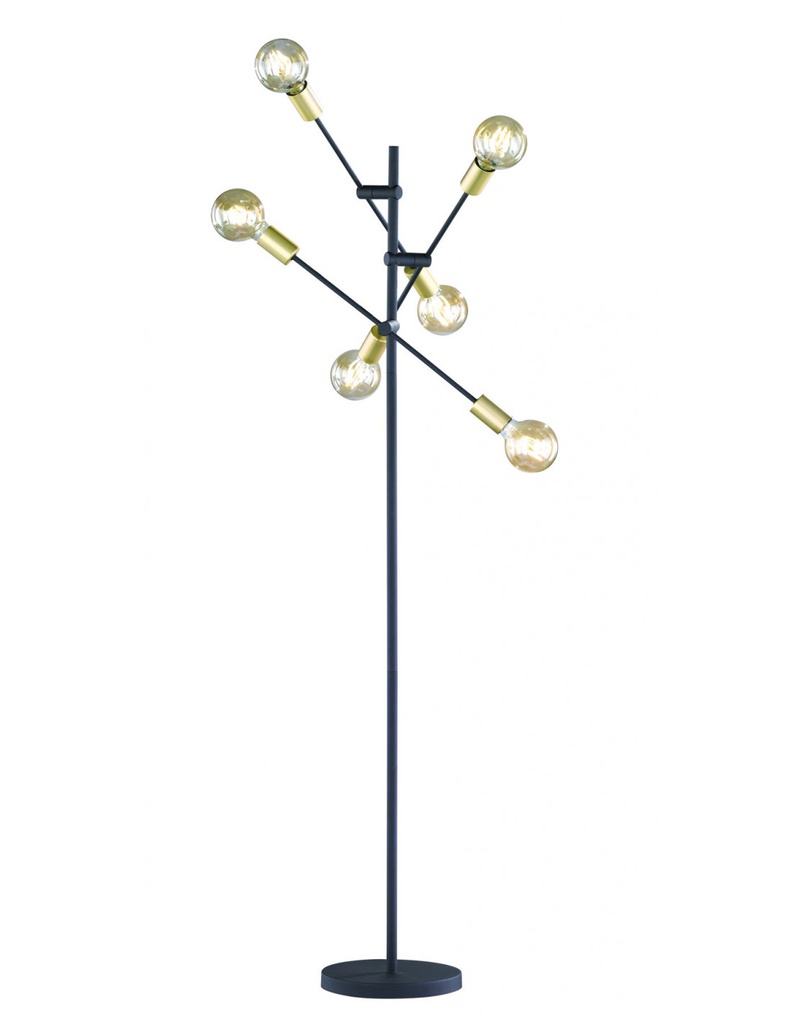 Piantana Minimal 6 Luci Orienabili Cross Nero e Oro Trio Lighting