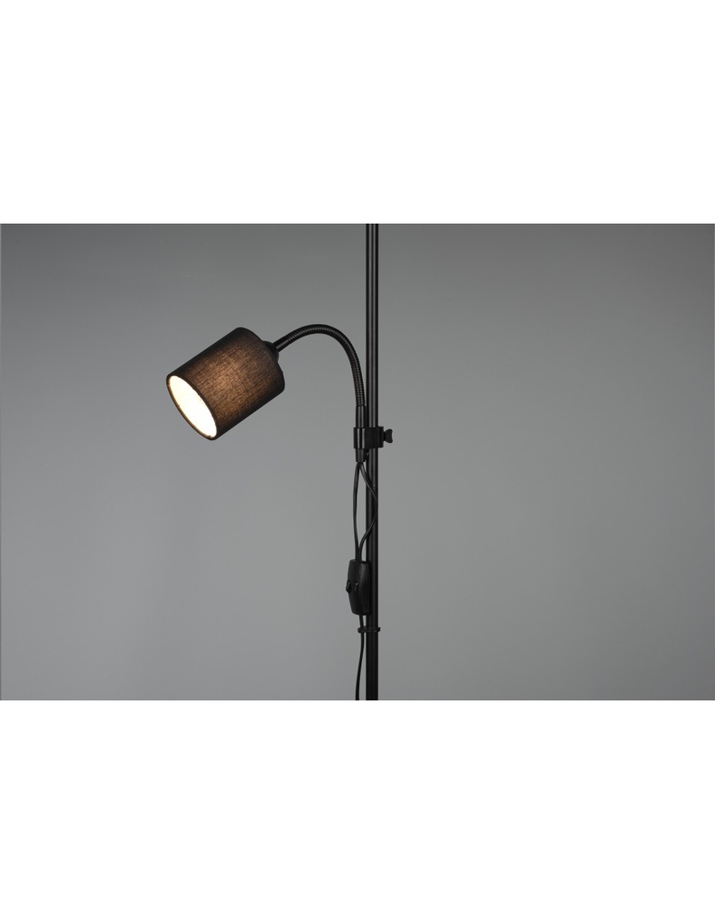 Piantana Owen 1xE27+Spot Nero E Paralume Tessuto L36 cm Trio Lighting