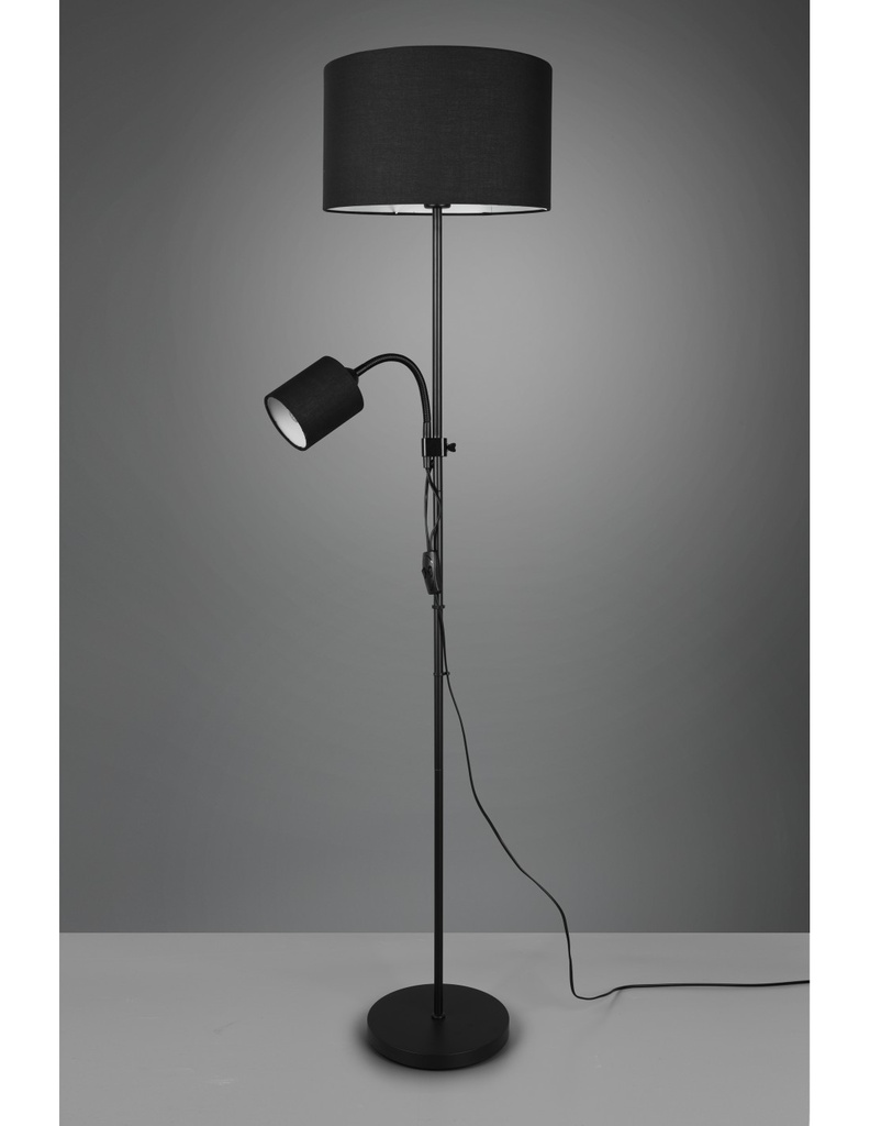 Piantana Owen 1xE27+Spot Nero E Paralume Tessuto L36 cm Trio Lighting