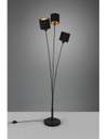 Piantana Tommy 3 Paralumi Tessuto Nero E Oro Trio Lighting