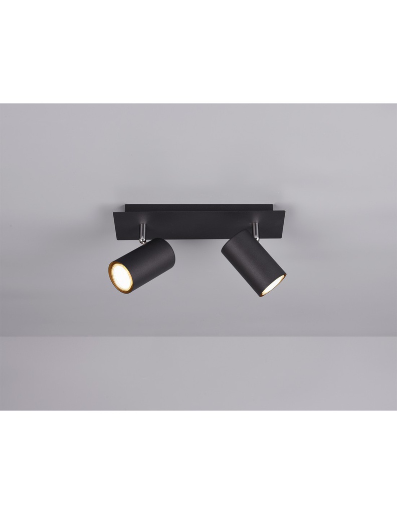 Plafoniera 2 Faretti Spot Orientabili Marley Nero Trio Lighting