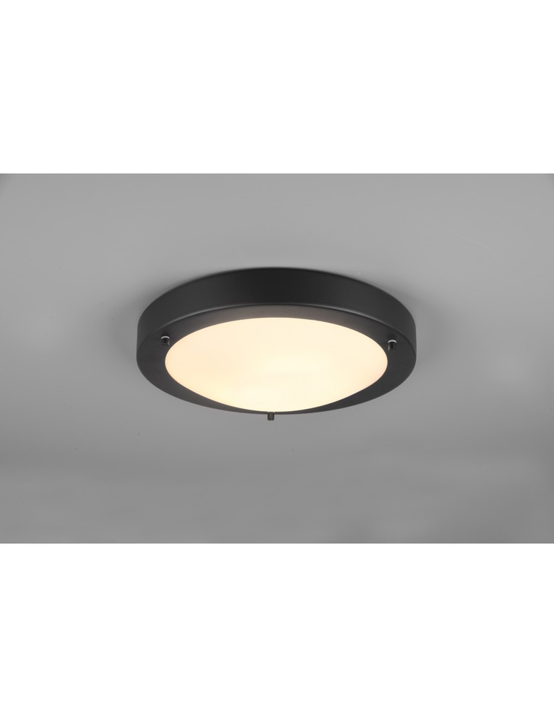 Plafoniera Bagno Condus Nero con Vetro Bianco IP44 Trio Lighting