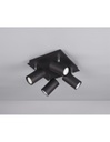 Plafoniera Quadrata 4 Faretti Orientabili Marley Nero Trio Lighting