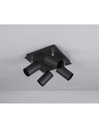 Plafoniera Quadrata 4 Faretti Orientabili Marley Nero Trio Lighting
