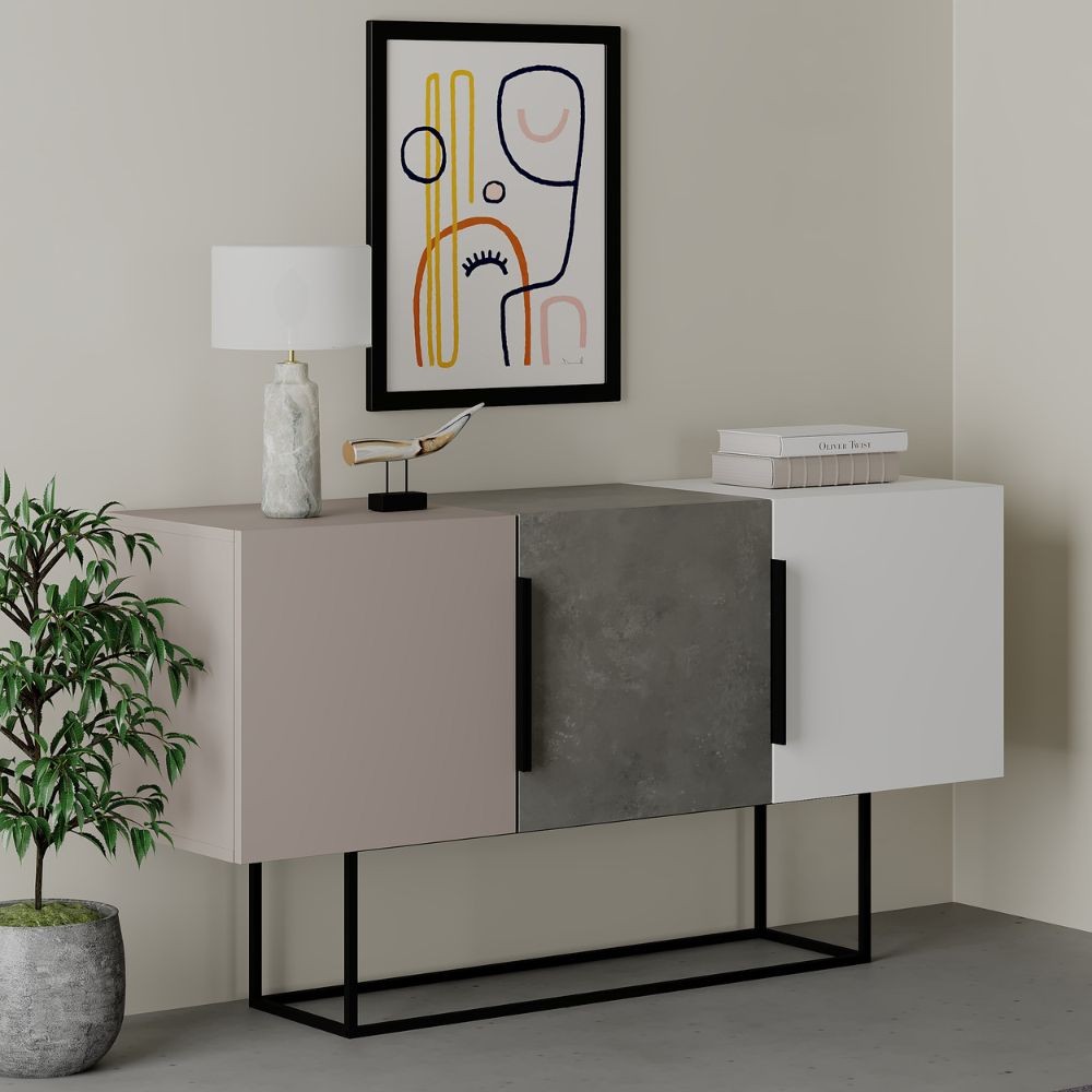 (2c) Madia Tontini 3 ante colore tortora cemento bianco 150 cm(TONTINITORT)