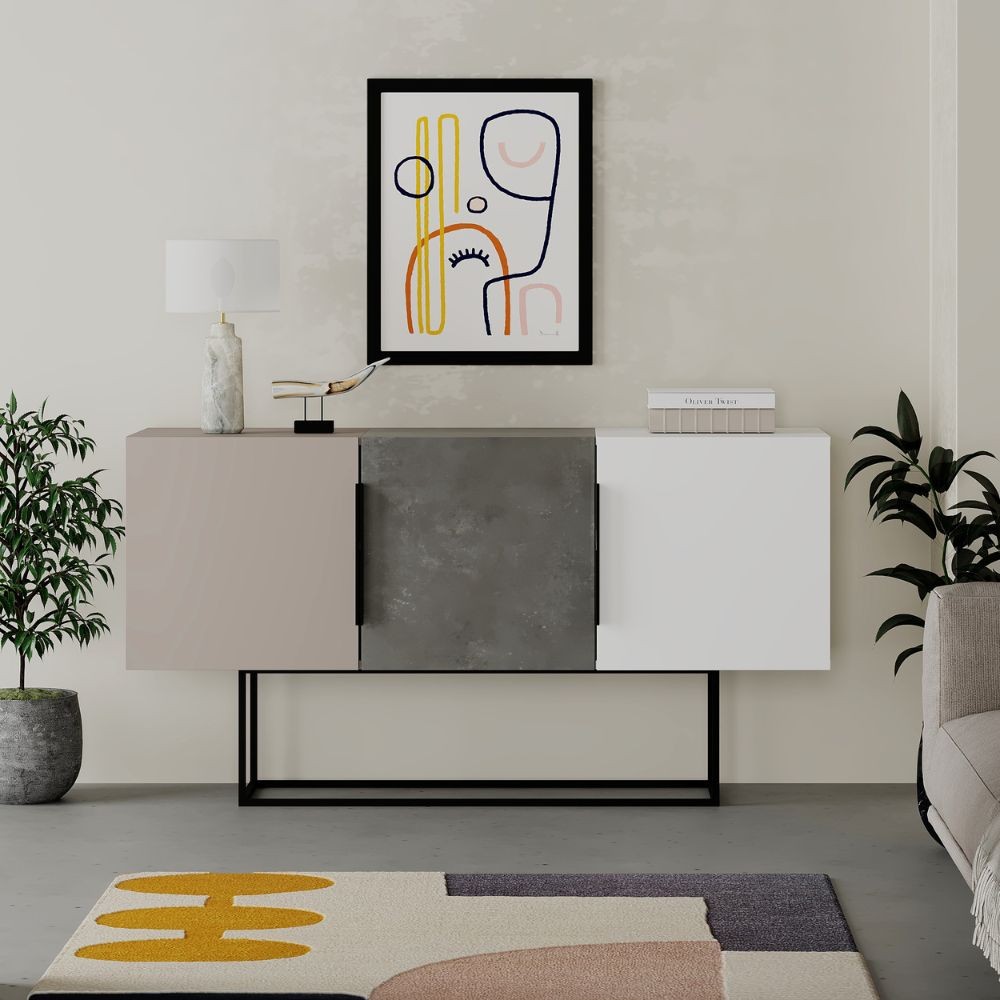(2c) Madia Tontini 3 ante colore tortora cemento bianco 150 cm(TONTINITORT)