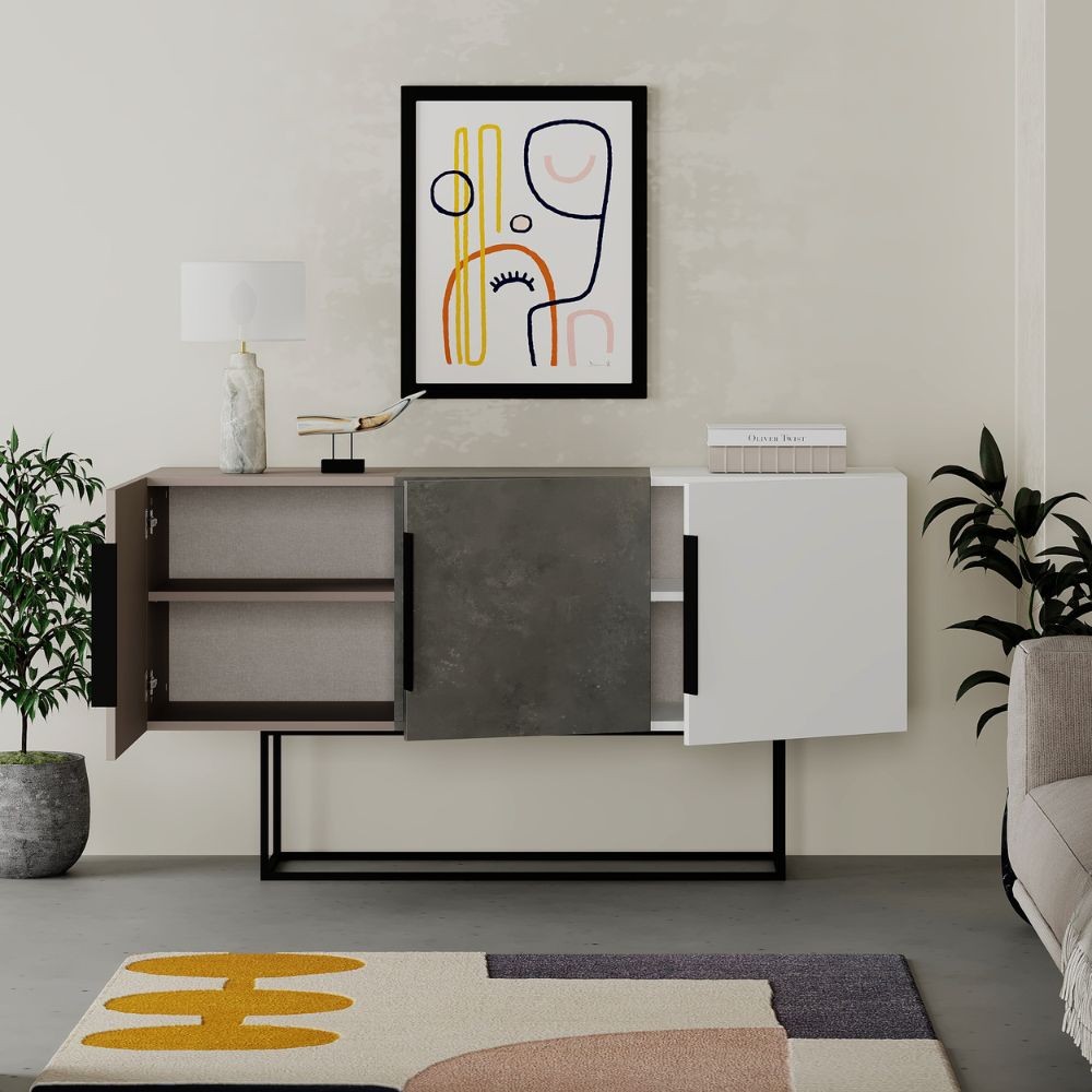 (2c) Madia Tontini 3 ante colore tortora cemento bianco 150 cm(TONTINITORT)