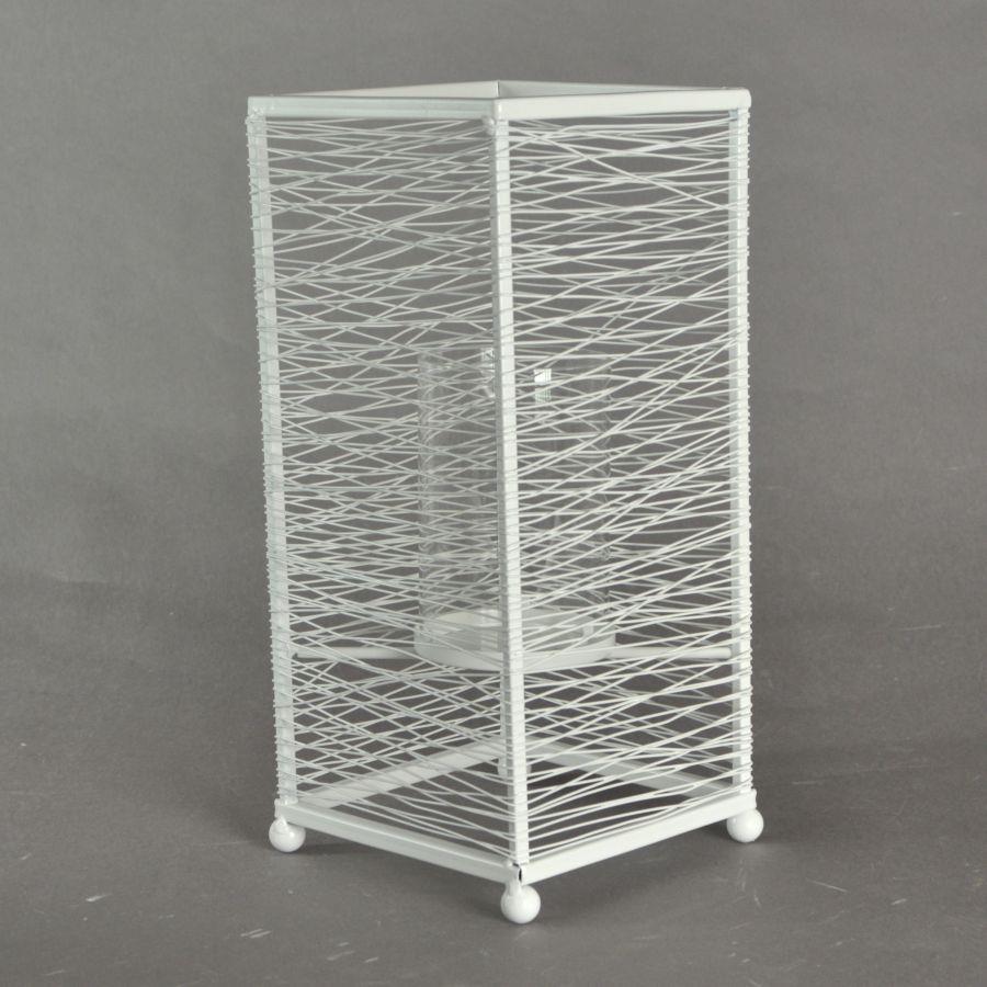 Portacandele metallo bianco grande cm 14x14h31