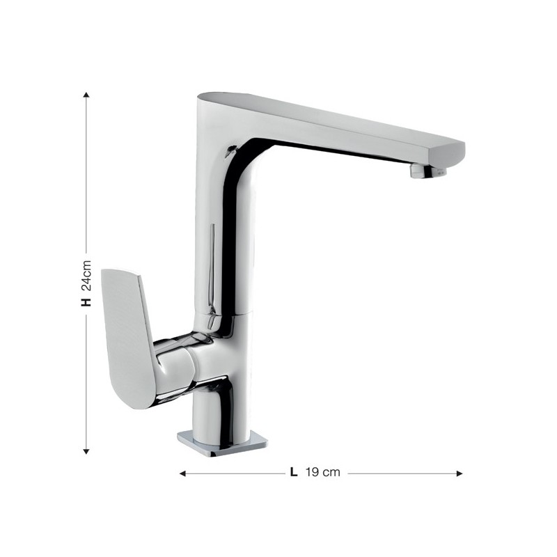 Rubinetto miscelatore per lavello cucina finitura cromo h.24x19 cm EFFEZ