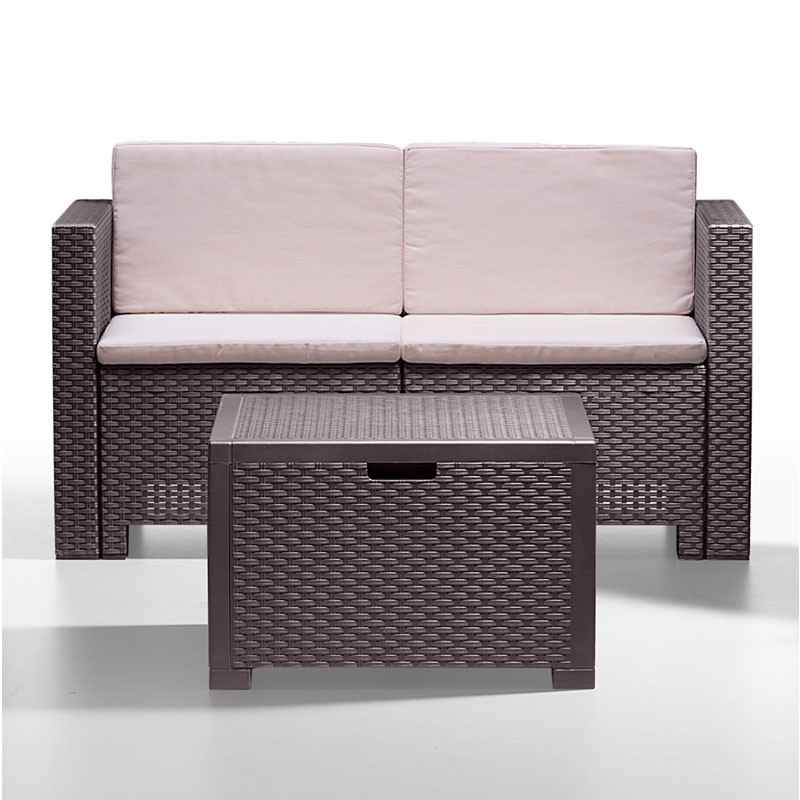 Salotto resina capri marrone pz 4 con cuscini